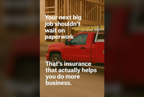Blog Post - Insurance Paperwork Text Over Red Truck at Construction Site
