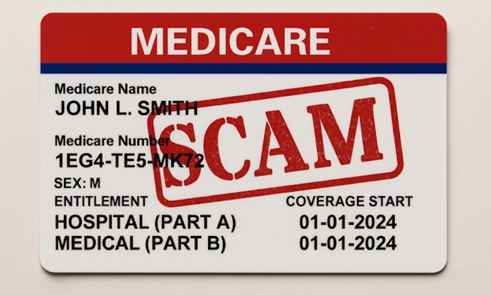 Medicare Scams Are Skyrocketing: What You Need to Know to Stay Protected - medicare card with a red scam stamp on it